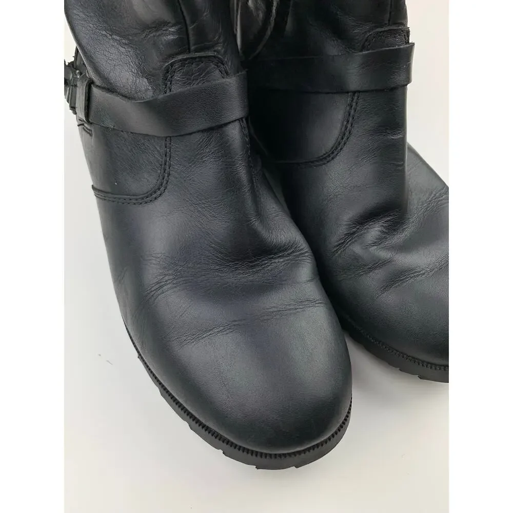 Teva De La Vina Boots Black Leather Waterproof Ankle Zipper Women's 7.5
